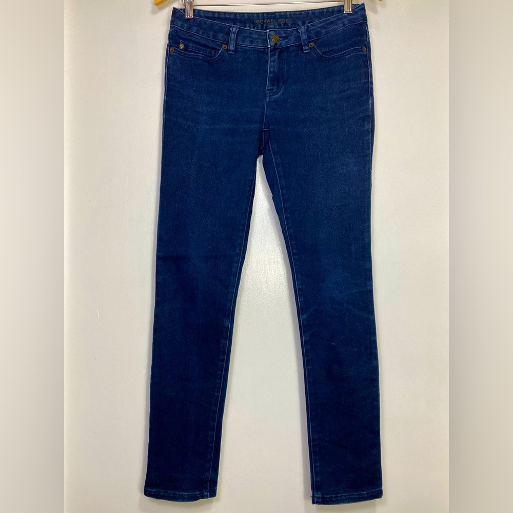 Michael Kors Low Rise Dark Wash Denim Skinny Stretch Women’s Jeans, 2